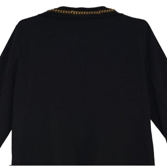 Women's Vintage Black Open Front Cardigan with Gold Chain Trim Long Sleeve. - Picture 4 of 7